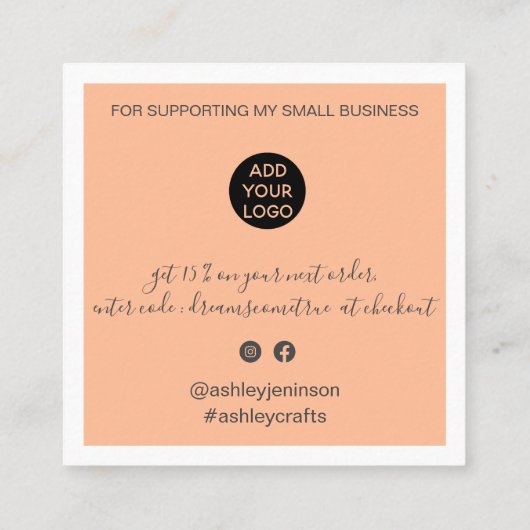 Modernes Dankeschön an Skripterstellung minimaler Quadratische Visitenkarte (Rückseite)