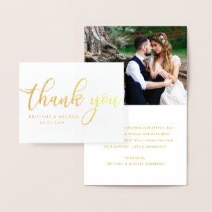 Modernes Dankeschön für Hochzeitstitel Gold für Fo Folienkarte