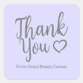 Modernes Dankeschön Pinsel Skript minimal Lila Quadratischer Aufkleber (Vorderseite)