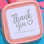 Modernes Dankeschön Pinsel Skript minimal Lila Quadratischer Aufkleber