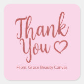 Modernes Dankeschön Pinsel Skript minimale Red Pin Quadratischer Aufkleber (Vorderseite)