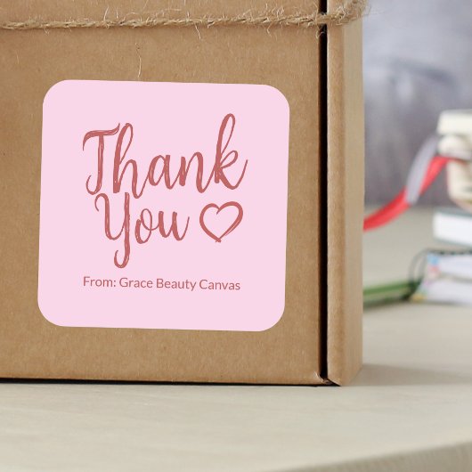 Modernes Dankeschön Pinsel Skript minimale Red Pin Quadratischer Aufkleber