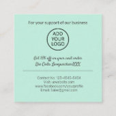 Modernes Dankeschön-Script-Bestellung minimale Min Quadratische Visitenkarte (Rückseite)