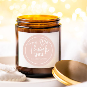 Modernes Dankeschön-Skript minimale rot-rot Runder Aufkleber