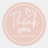 Modernes Dankeschön-Skript minimale rot-rot Runder Aufkleber (Vorderseite)