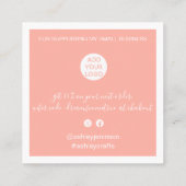 Modernes Dankeschön-Skript Ordnung minimale rosa K Quadratische Visitenkarte (Rückseite)