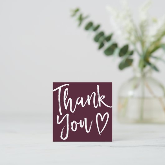 Modernes Dankeschön-Skript-Reihenfolge minimale ro Quadratische Visitenkarte (Stehend Vorderseite)