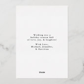 Modernes Dashed Gold Foto Folien Feiertagskarte (Rückseite)