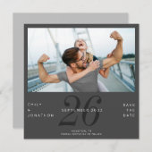 Modernes Date Foto dunkelgrau Save the Date (Vorne/Hinten)