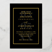 Modernes Date Foto & Monogram Frame Elegant Real Folieneinladung (Vorderseite)