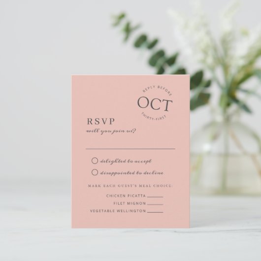 Modernes Date Siegel Blush Pink Wedding RSVP Save The Date (Stehend Vorderseite)
