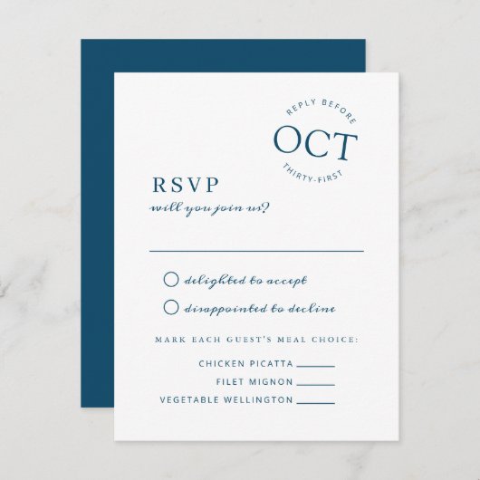 Modernes Date Siegel Navy Blue Wedding RSVP Save The Date (Vorne/Hinten)