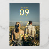 Modernes Date Typografy Foto Save the Date Folieneinladung (Vorderseite)