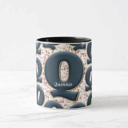 Modernes Deep Blue Monogram Niedlich Tasse (Zentrum)