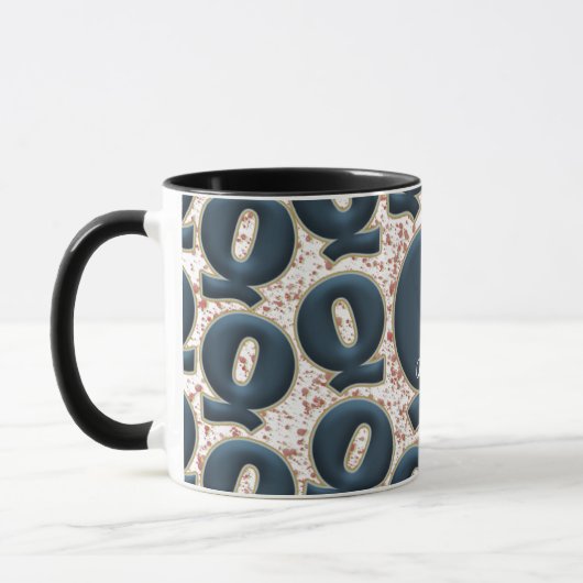 Modernes Deep Blue Monogram Niedlich Tasse (Links)