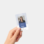 Modernes Deep Blue Student Mitarbeiter Foto QR Bar Ausweis (Handheld)