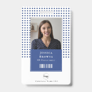 Modernes Deep Blue Student Mitarbeiter Foto QR Bar Ausweis