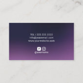 Modernes Deep Lila Glitzer Tropfen Schönes Foto Visitenkarte (Rückseite)