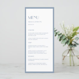 Modernes Deko Dusty Blue Wedding Flat Menu Menükarte