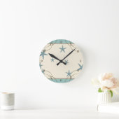 Modernes Dekor des Strandhauses Starfish Sand Doll Runde Wanduhr (Zuhause)