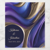 Modernes Dekor für Hochzeitstische Lila Gold- Weinetikett (Einzelnes Label)