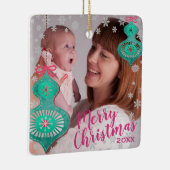 Modernes Dekorationsbaum Weihnachtsfest Foto Keramikornament (Rechts)