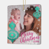 Modernes Dekorationsbaum Weihnachtsfest Foto Keramikornament (Links)