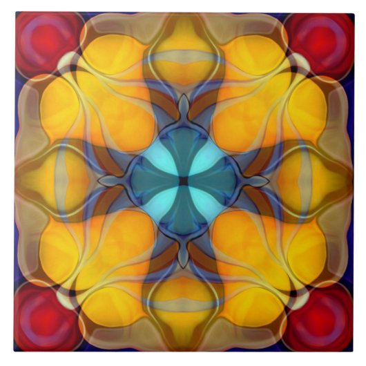 Modernes, dekoratives, elegantes, gelbes, aquamari fliese (Vorderseite)