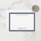 Modernes Denim Blue Border Name & Address Note Car Mitteilungskarte (Vorderseite/Rückseite Beispiel)