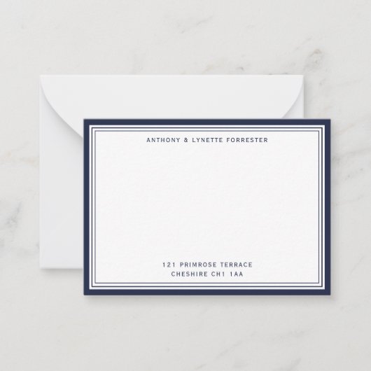 Modernes Denim Blue Border Name & Address Note Car Mitteilungskarte (Vorderseite)