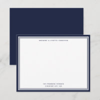 Modernes Denim Blue Border Name & Address Note Car
