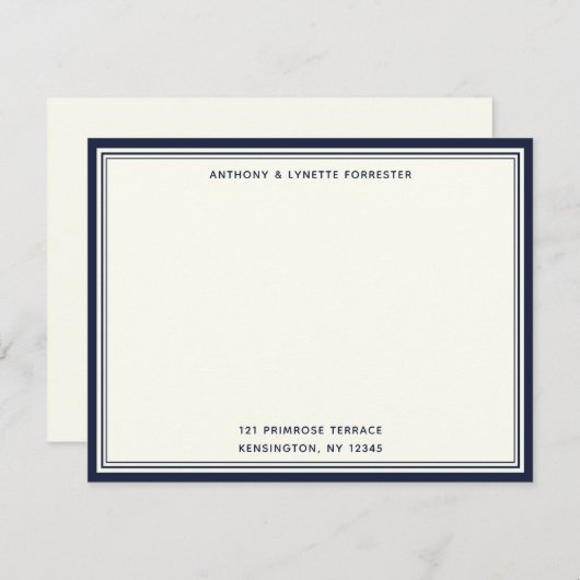Modernes Denim Blue Border Name & Address Note Car Mitteilungskarte (Vorne/Hinten)