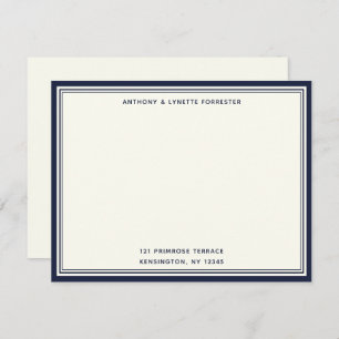 Modernes Denim Blue Border Name & Address Note Car Mitteilungskarte