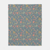 Modernes Denim Blue & Coral Floral Fleecedecke (Vorderseite)