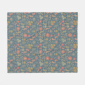 Modernes Denim Blue & Coral Floral Fleecedecke (Vorderseite (Horizontal))
