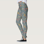 Modernes Denim Blue & Coral Floral Leggings (Links)