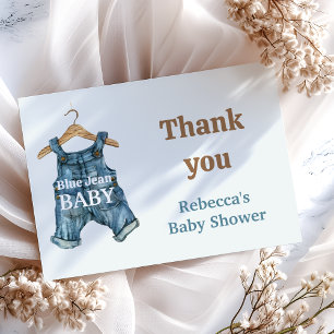Modernes Denim Blue Jean Baby Boy Baby Shower Dankeskarte