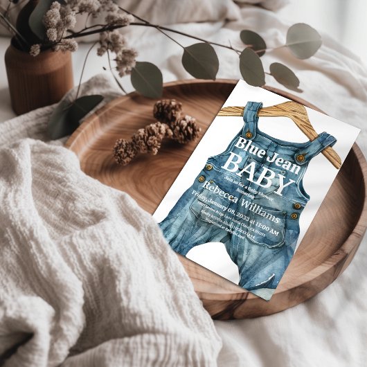 Modernes Denim Blue Jean Baby Boy Baby Shower Einladung