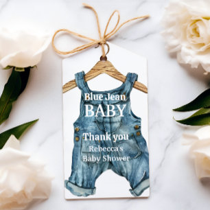 Modernes Denim Blue Jean Baby Boy Baby Shower Geschenkanhänger