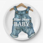 Modernes Denim Blue Jean Baby Boy Baby Shower Pappteller (Vorderseite)