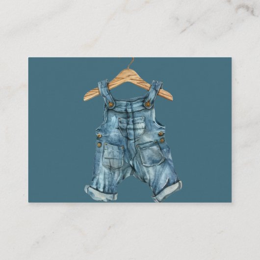 Modernes Denim Boy Blue Jean Baby Duschdiaper Begleitkarte (Rückseite)