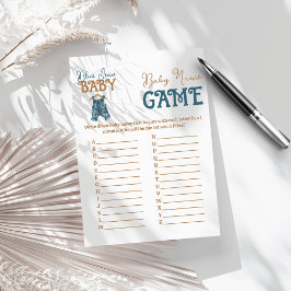 Modernes Denim Boy Blue Jean Baby Dusche Name Spie Flyer