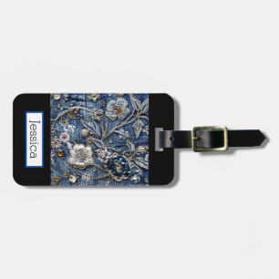 Modernes Denim Jeans Floral Gepäckanhänger
