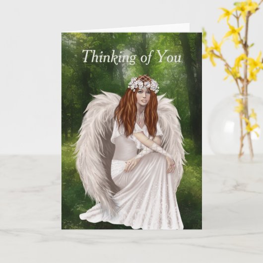 Modernes Denken mit wunderschönem weißen Engel Karte (Gelbe Blume)