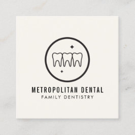 Modernes Dentist zisst schwarzes Logo auf Elfenbei Quadratische Visitenkarte