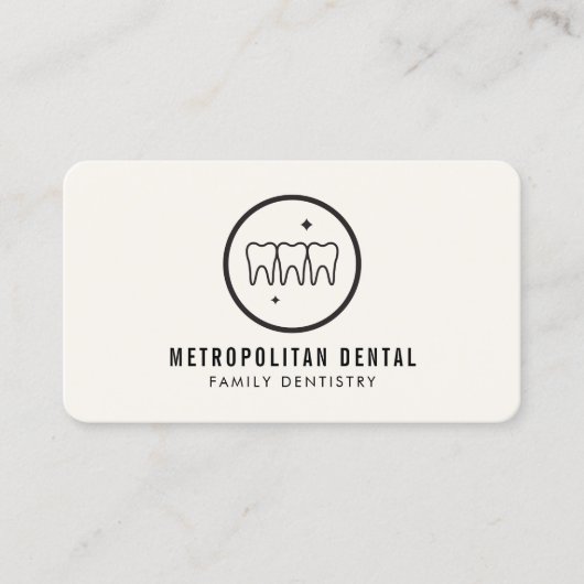 Modernes Dentist zisst schwarzes Logo auf Elfenbei Visitenkarte (Vorderseite)