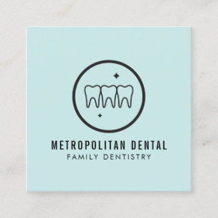 Modernes Dentist zisst schwarzes Logo auf Minze Quadratische Visitenkarte