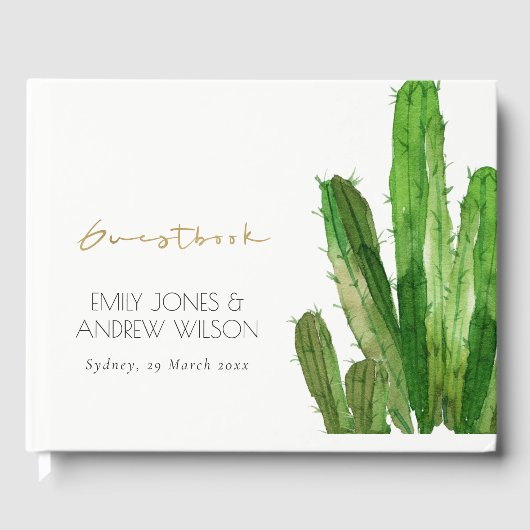 MODERNES DESERT CACTUS FOLIAGE WATERCOLOR WEDD GÄSTEBUCH (Vorderseite)