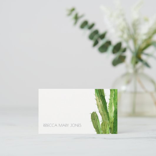 MODERNES DESERT GREEN CACTUS FOLIAGE WATERCOLOR VISITENKARTE (Stehend Vorderseite)
