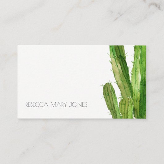 MODERNES DESERT GREEN CACTUS FOLIAGE WATERCOLOR VISITENKARTE (Vorderseite)